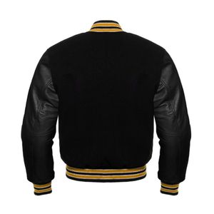 Nuevo logotipo personalizado parches bordados a prueba de viento Letterman béisbol cuero manga lana cuerpo CollegeBaseballjacket para hombres - Product Image 6