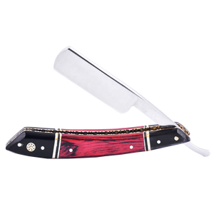 High-Precision Damascus Steel <b>Single</b>-Edge <b>Blade</b> Straight <b>Razor</b> Safe Close Shaving Face Body Men's Stag Horn Handle Leather - Product Image 1