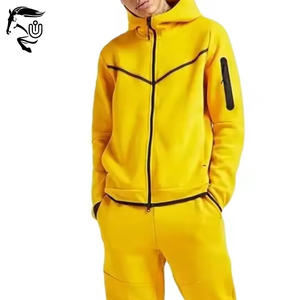 Venta al por mayor Full Zip Up Hoodies Hombres Algodón Tech Fleece Stripe Transpirable Chándal Ropa deportiva Jogger Sweatsuit Mens Chándal - Product Image 2