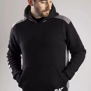 Sudadera con capucha unisex al por mayor, 100% algodón, diseño de paneles, bordado personalizado de dos tonos, diseño largo con cremallera para hombre - Product Image 1