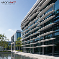 Système de persiennes en aluminium de forme aérodynamique sur mesure pour la ventilation des façades extérieures et l'ombrage solaire