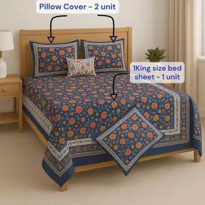 ผ้าปูที่นอนผ้าฝ้ายพิมพ์ลายดอกไม้สีส้มขนาด90x108นิ้วหรูหราขนาดคิงไซส์สไตล์อินเดีย - Product Image 6