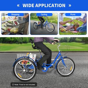 Triciclo Plegable para Adultos de 24 Pulgadas, 7 Velocidades, Bicicleta de 3 Ruedas, con Canasta de Carga, Capacidad de 95 kg, el Mejor Marco - Product Image 4