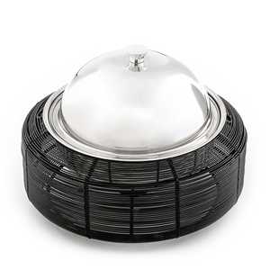 Plat de service en acier inoxydable avec support en fer, design classique, forme ronde, plat de service pour la vente la plus importante - Product Image 3