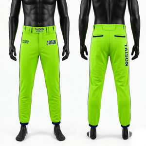 Pantalon de baseball pour homme en polyester et élasthanne 260 GSM de qualité supérieure, avec empiècements de taille contrastants violets, logo imprimé personnalisé, coupe athlétique durable - Product Image 5