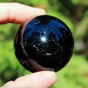 كرة بلورية من مادة السبجيني الأسود الطبيعي الشفائي عالية الجودة لأغراض التأمل والشفاء وفنغ شوي وعلاج بالشكرا الروحية