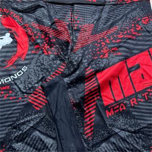 Pantalones cortos MMA para hombre hechos a medida OEM al por mayor pantalones cortos elásticos impresos sublimados con logotipo frontal para luchar - Product Image 5