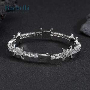 Hot Sale 4mm 18k White Gold Plated 925 Sterling Silver Moissanite Diamond Iced Out Thorns Tennis Bracelet for <b>Men</b> - Product Image 5