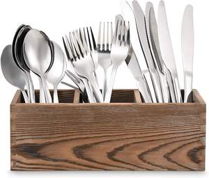 Attractive wooden caddy with ample storage space for holding art supplies <b>kitchen</b> cutlery - Product Image 5