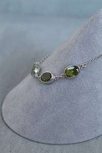 Peridot 3 Stone <b>Bracelet</b> Natural Gemstone Jewelry 925 Sterling Silver August <b>Birthstone</b> Gift For Her Handmade - Product Image 4