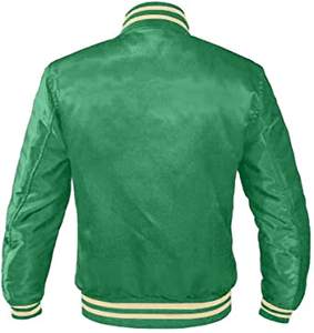 Chaqueta universitaria acolchada para hombre Mangas de cuero negro Logotipo personalizado Bordado Rayas Diamantes Perlas Estilo de béisbol universitario para - Product Image 2