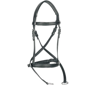 Bride sans mors anglais avec rênes Croix en cuir véritable Bride sans mors anglais - Product Image 1