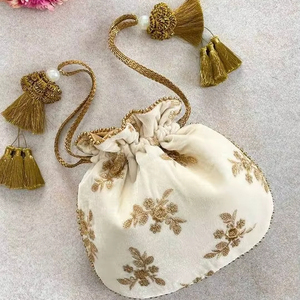 New-Elegant Silk Fabric Evening <b>Bags</b> with Crystal Glass Beadsstone and <b>Pearl</b> Dabka Embroidery 2024 Party-Wear/Wedding-Worthy - Product Image 1