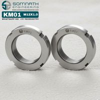 Écrou de blocage de roulement de précision KM01 M12X1 métrique en acier inoxydable, écrou de manchon adaptateur CLASSE 4, finition naturelle, autobloquant