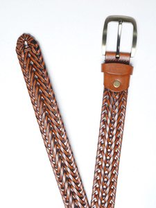 Ceintures tressées en cuir véritable de haute qualité pour hommes 2026 – Ceinture décontractée marron clair avec logo personnalisé pour hommes – Vente en gros OEM - Product Image 2