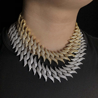 Vente en gros de chaîne cubaine à 3 rangs d'épines pour homme, bijoux hip hop, collier à chaîne à maillons cubains Miami en argent plaqué or S925