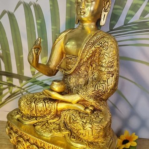 Exquisito ídolo de Buda de latón hecho a mano para la sala de meditación del templo del hogar y la decoración de energía positiva espiritual - Product Image 4