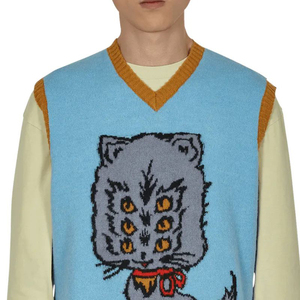 Chaleco Suéteres gráficos para hombres Jersey con cuello en V Chaleco de punto personalizado Unisex Suéter de colores sólidos personalizado Suéteres sin mangas para hombres - Product Image 4