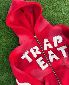 Chándal con parche y cremallera de algodón Vintage de alta calidad para hombre, personalizable, desteñido al sol, desgastado, lavado ácido, impreso, fabricante directo - Product Image 2