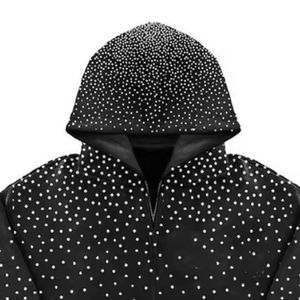 Survêtements en strass unisexe coupe ample à capuche et pantalon évasé hommes partout pierres précieuses 100% coton épais survêtements OEM - Product Image 6