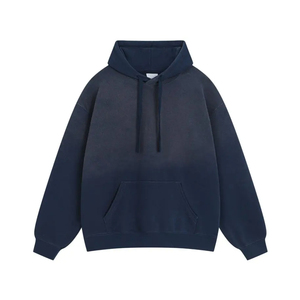 Sudadera con capucha lavada con ácido de Terry francés con logotipo personalizado, sudaderas con capucha gruesas y pesadas Unisex, técnica bordada de invierno con hombros caídos - Product Image 1