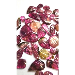 US $290 68 pièces de tourmaline multi naturelle 10mm -30mm sculpture feuille pierres précieuses 406 Cts Lot Iroc ventes pierres précieuses en vrac de haute qualité - Product Image 1