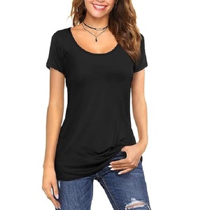 T-shirt sur mesure 95% coton 5% Spandex couleur noire col rond pour femmes meilleur prix d'usine Bangladesh - Product Image 2