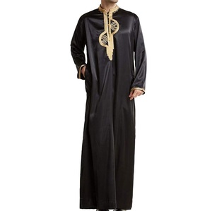 New Design Embroidery Pattern Print Screen Printing Fashionable Long Robe Arabic Ramadan Silk Cotton Muslim Islamic Thobes Jubba - Product Image 1