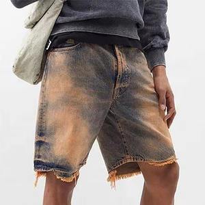 กางเกงยีนส์ยืดปานกลางสำหรับผู้ชายกางเกงขาสั้นผ้ายืดปานกลางเอวสูงแบบผูกเชือกระบายอากาศได้ดี - Product Image 2