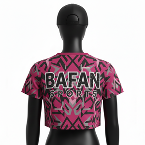 T-shirt court pour femme, mode féminine, tissu polyester et élasthanne de haute qualité, respirant, logo par sublimation, t-shirt court en coton pour femme - Product Image 2