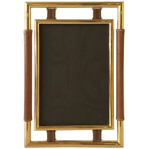 Marco de fotos de metal y cuero de estilo moderno de latón AK en acabado multicolor para decoración de mesa/decoración del hogar - Product Image 2