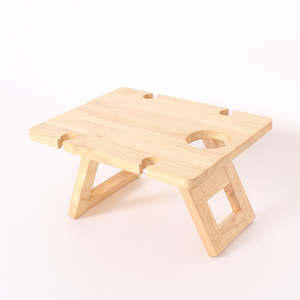Table à vin pliante portable au design moderne, en bois de caoutchouc, imperméable, mobilier d'extérieur pour pique-niques et parcs - Product Image 1