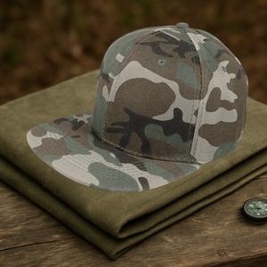 6 Panel Flat Brim Adjustable Camo Snapback Hat Plain Blank 3D Embroidery Custom Logo Bulk Pack for Men Women - Product Image 4