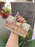 Dompet Kulit Sapi Asli Ukiran Tangan, Tas Selempang, Tempat Ponsel, Desain Baru, Multifungsi, Dompet Kulit Gaya Barat
