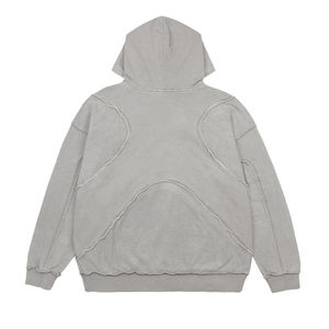 Sudaderas con capucha de algodón 100% de alta calidad French Terry Acid Wash Vintage Custom Patchwork Hoodies para hombres - Product Image 2