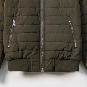 Personnalisable XL solide vert olive fermeture à glissière support coupe-vent respirant toile hiver extérieur veste confortable léger - Product Image 3