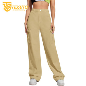 Pantalones cargo de cintura alta para mujer Vaqueros de cintura alta elegantes - Product Image 4
