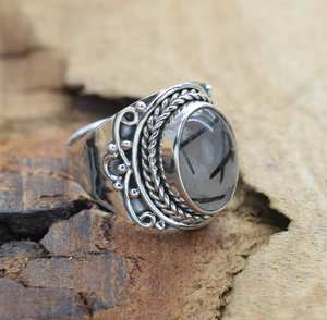 <b>Black</b> Rutile Ring 925 Sterling Silver Handmade Gemstone Gift for <b>wedding</b> - Product Image 4