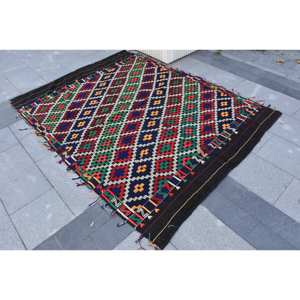 พรมปูพื้นสไตล์ชนเผ่าขนาดใหญ่5.3 x 6.9ft ขนสัตว์สีขาวแดงพรมตุรกีแผ่นรองหลังลาเท็กซ์พรมห้องรุ่นใหม่สำหรับโถงทางเดิน - Product Image 2