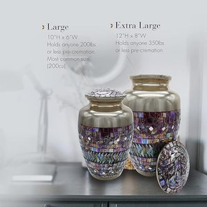 Handmade <b>Large</b> Adult Mosaic Glass Cremation <b>Urn</b> Unique Artwork With Individual Tiles Applied by Hand Funerals Funeral Supplies - Product Image 2
