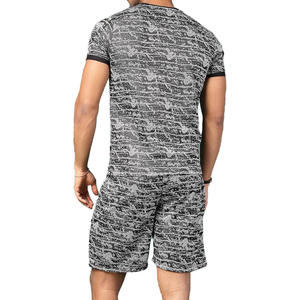 Men's Summer Sports <b>Short</b> Sleeve <b>T</b>-<b>Shirt</b> and <b>Shorts</b> 2Pcs <b>Set</b> Polyester/Cotton Material Sublimation Transfer Print Men Twin <b>Set</b> - Product Image 2