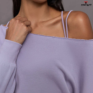 Wholesale Price Oversized Women Sweatshirt With <b>Drop</b> Shoulder Soft Fabric Slash neck Streetwear for Winter - Product Image 6