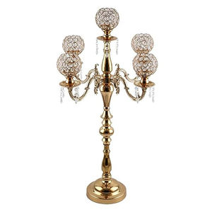 Candelabros de boda de cristal de cinco brazos de gran oferta de la mejor calidad con tubo de cristal K9 para decorar la Decoración de mesa - Product Image 2