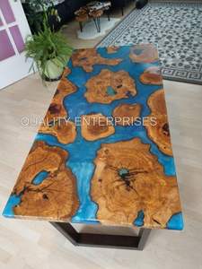 โต๊ะรับประทานอาหารทำด้วยมือทำจากไม้อีพ็อกซี่เรซิ่นคริสตัลใสตั้งโต๊ะสำหรับงานประชุมกาแฟ - Product Image 5