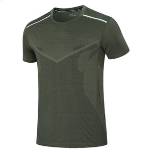 2023 chemises de sport de haute qualité pour hommes 88% polyester 12% élasthanne tricoté vêtements de fitness - Product Image 4