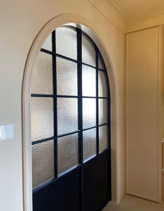 Porte française insonorisée à tête ronde en forme d'arc, motif de grille, étroite, pour salon, <span class=keywords><strong>couleur</strong></span> blanche, porte en <span class=keywords><strong>bois</strong></span>, porte en MDF - Product Image 5