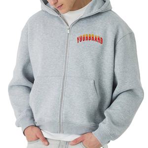 Nouveau sweat à capuche zippé arrivé pour homme Logos imprimés personnalisés 100% sweat à capuche en coton homme Streetwear surdimensionné couleur unie sweats à capuche hommes - Product Image 5