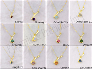 Citrine ít rìu hình 925 bạc mạ vàng 18 + 2 inch dây chuyền trẻ em Birthstone giáng sinh đám cưới nguyên đá quý trang sức - Product Image 2