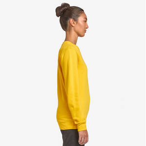 Sweat-shirt unisexe professionnel en coton biologique jaune, sweat-shirt à col rond en molleton - Product Image 2