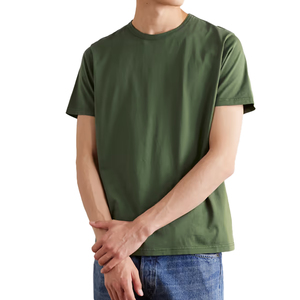 T-shirt à manches courtes col rond en coton biologique 100 % tricoté pour homme, OEM, faible MOQ, écoresponsable, avec inspection qualité à 100 % - Product Image 2